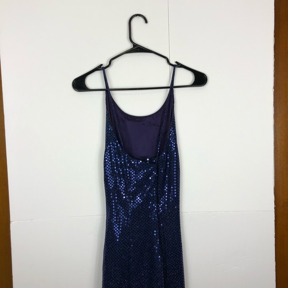 Vintage Blue Sequin Maxi Dress Sz 3 - Picture 6 of 11